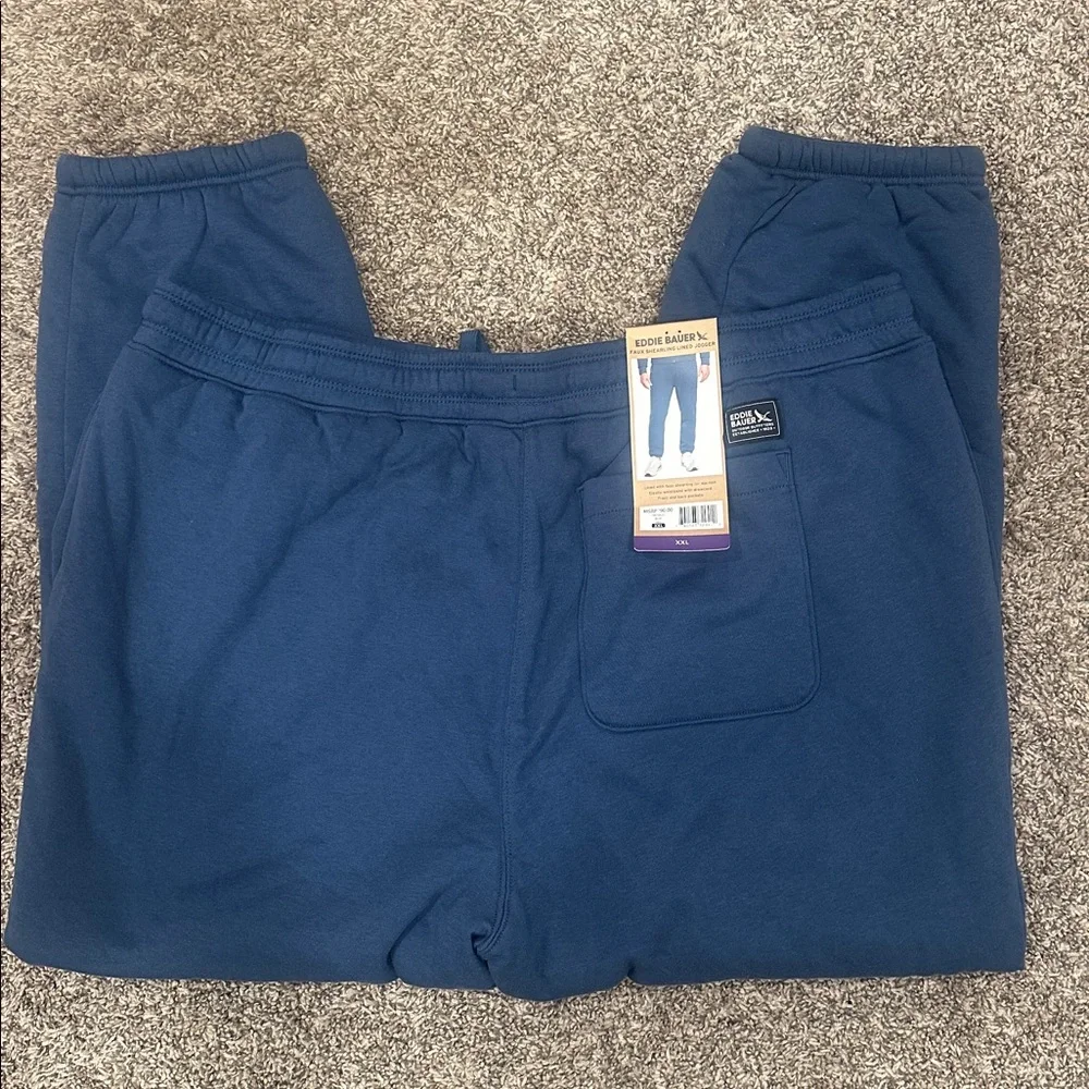 Eddie Bauer Blue Faux Shearling Lined Jogger Sweatpants XXL NWT
